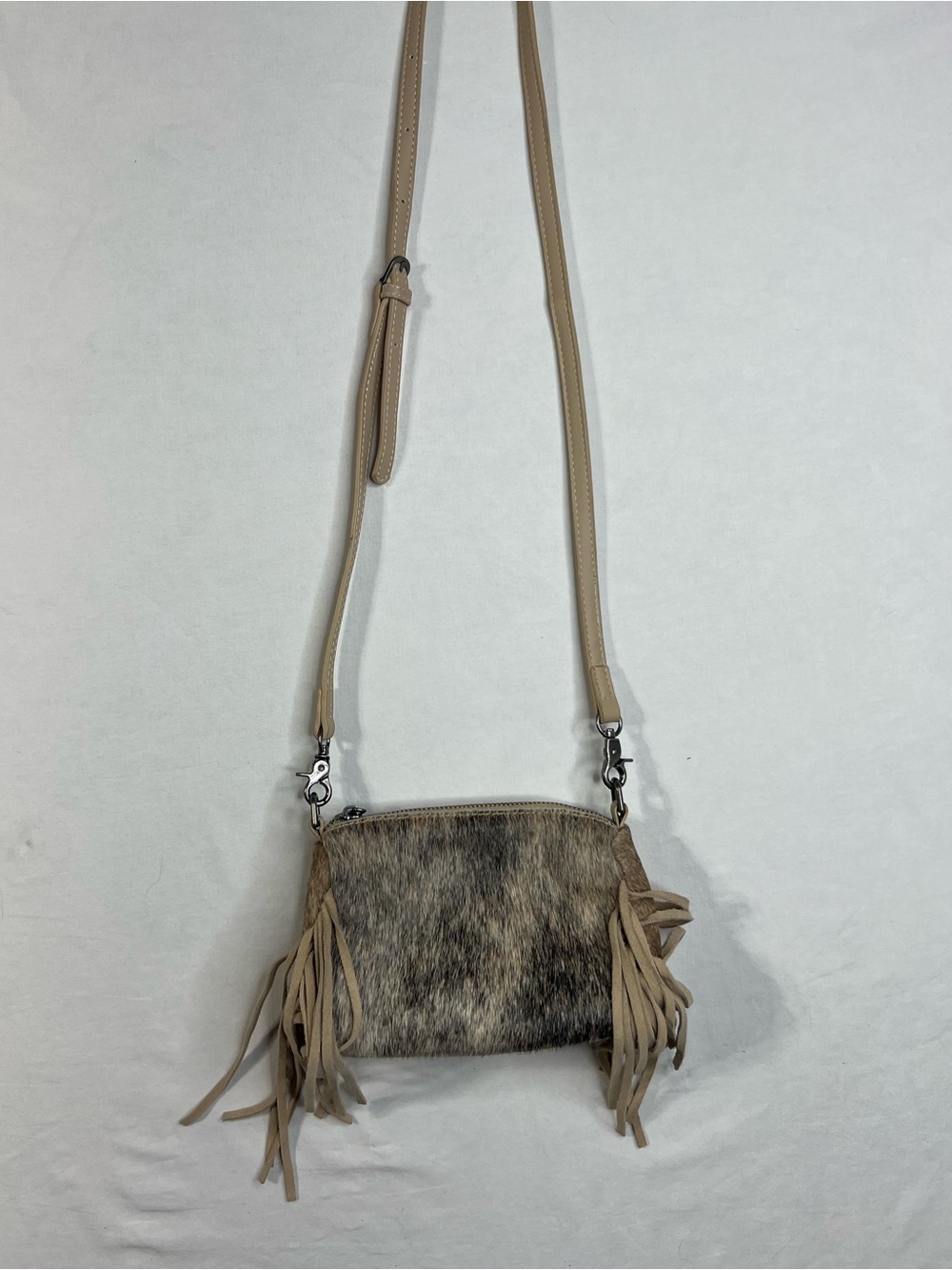 Montana West Hair Cowhide with Fringe Clutch/Crossbody Handbag